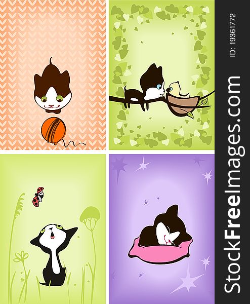 Complete set of cards with cheerful kittens 2. Complete set of cards with cheerful kittens 2.