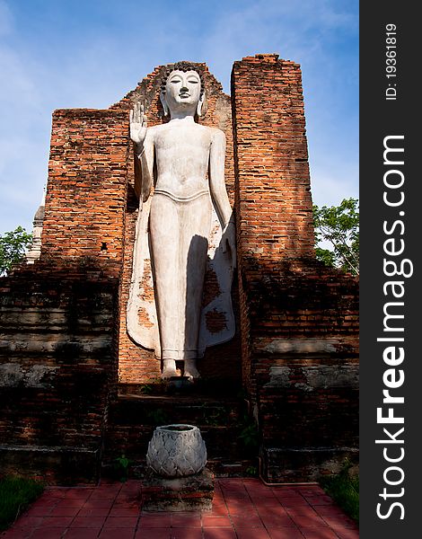 The sculpture replica of Buddha