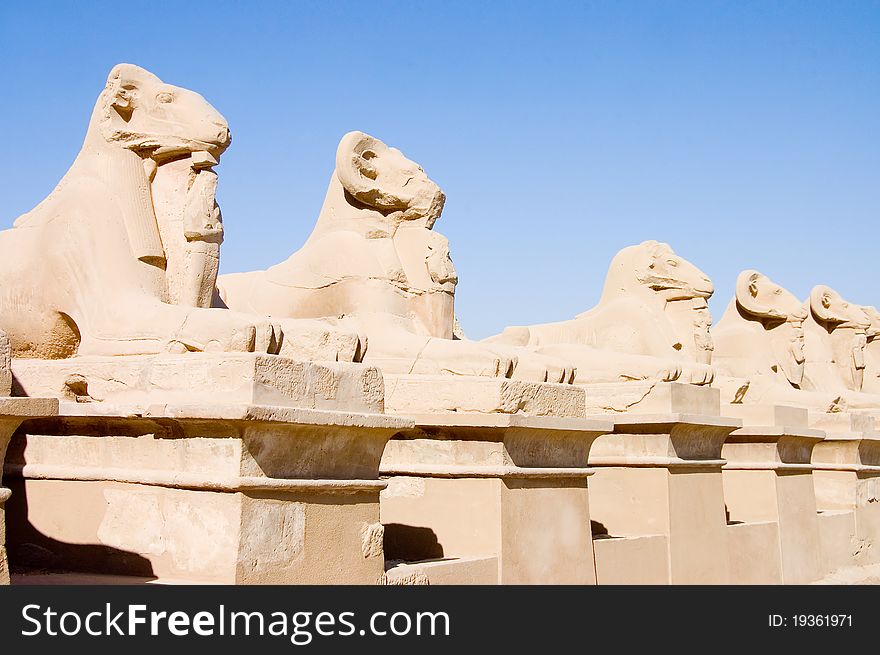 Statues in the ancient temple in Luxor.