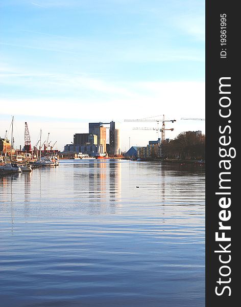 Beautiful river bank and power plant. Beautiful river bank and power plant