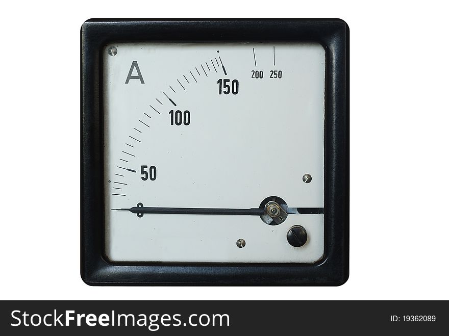 Old ammeter on a white background