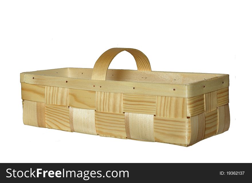 Wooden basket on a white background
