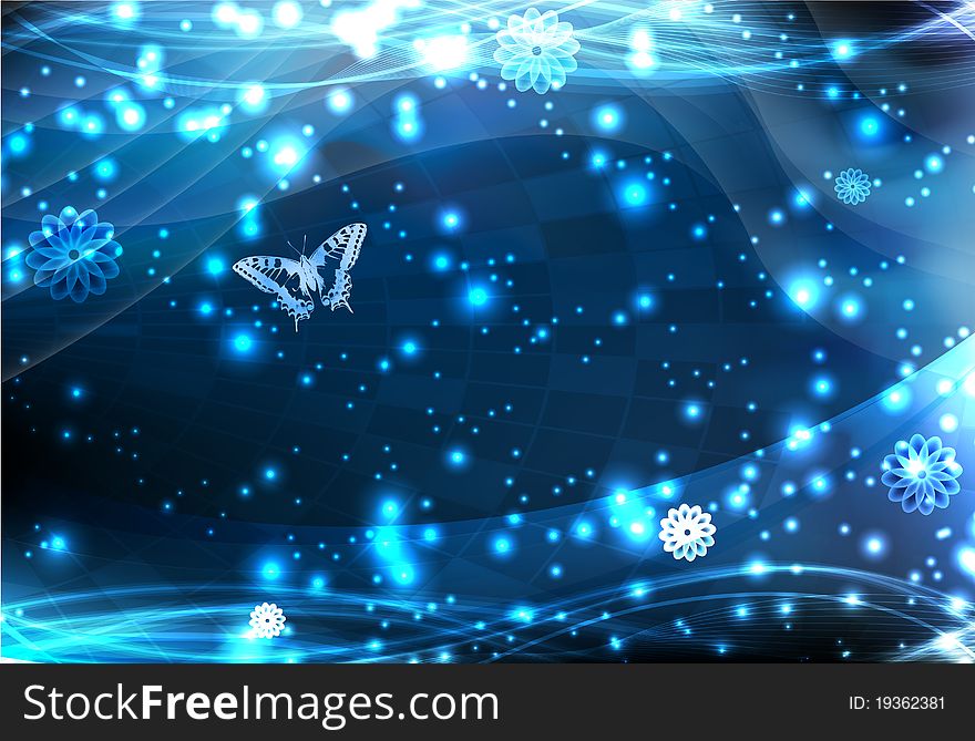 Abstract blue flora background Vector AI. Abstract blue flora background Vector AI