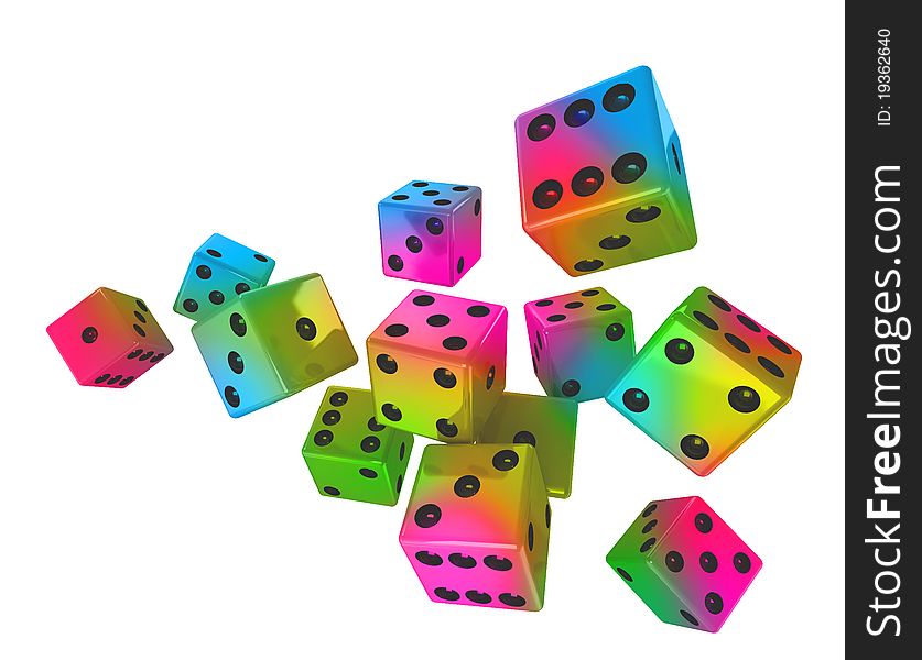 Macro color dices on a white background