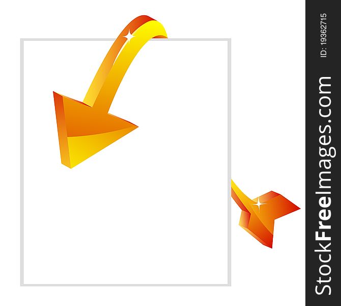 Illustration of sale arrow with tag on white background