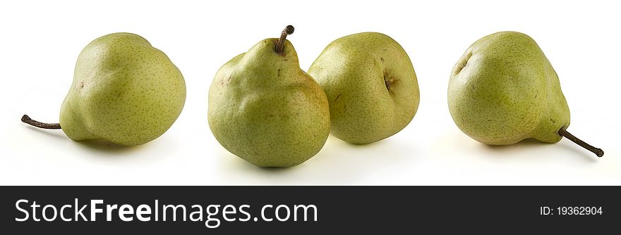 Some yellow pears on the white background