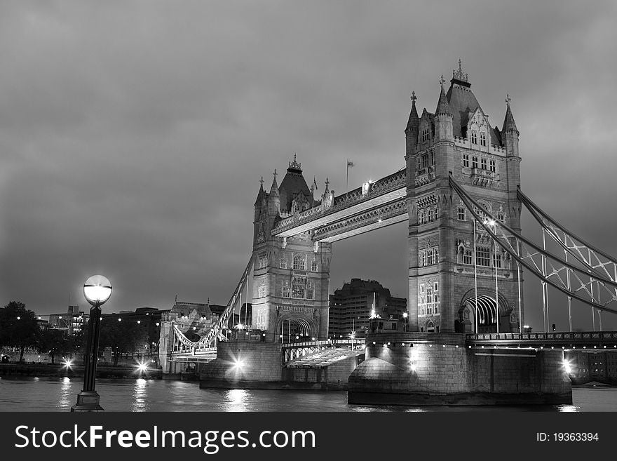 Tower Bridge at night, London, photo taken in UK. Tower Bridge at night, London, photo taken in UK