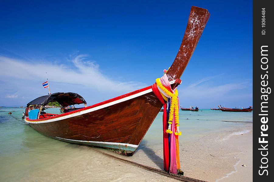 Boat on the sea in Southern of Thailand