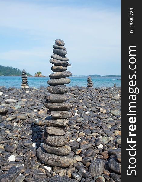 Stack of stones on the beach