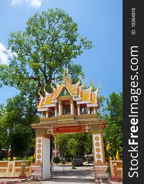 Temple portal with blue sky in Thailand