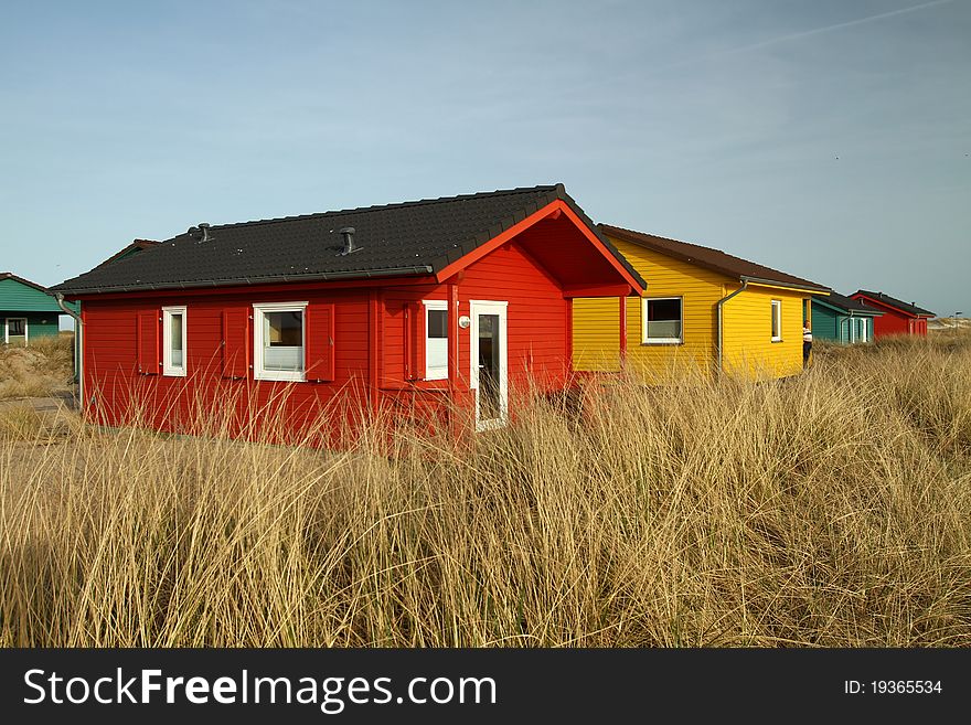Fancy wooden houses on Dune island. Fancy wooden houses on Dune island