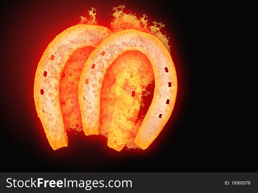 Beautiful fire horseshoe with simple graphic design on it. Perfect place to put text on