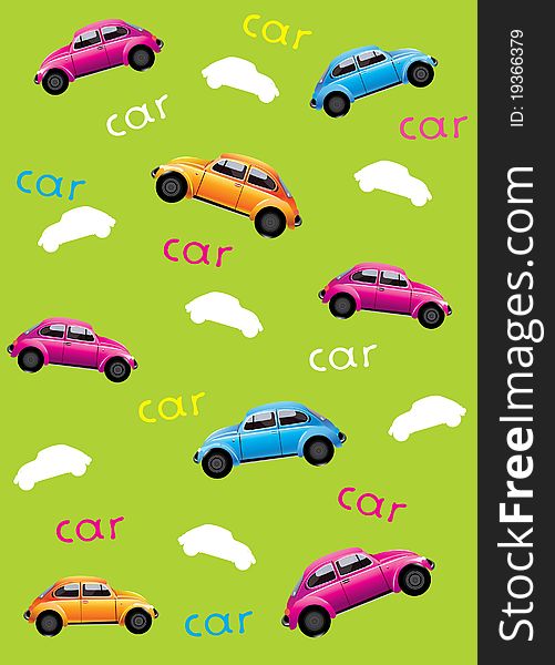 Background with cars, Vector illustration, background for child