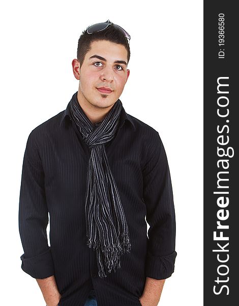 Young caucasian teenager with a scarf and stylish outfit. Young caucasian teenager with a scarf and stylish outfit.