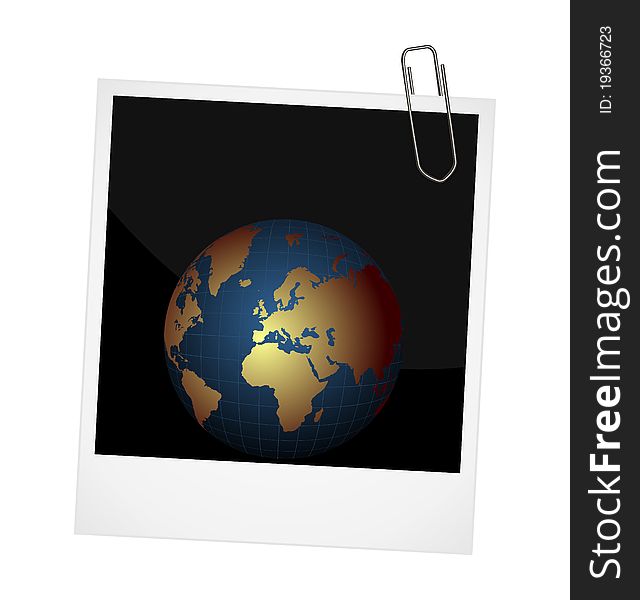 Illustration of our planet on photo frame background - vector