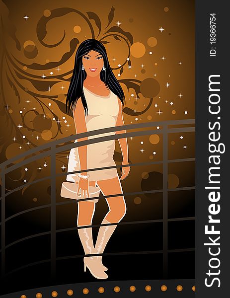 Illustration girl in night club - vector. Illustration girl in night club - vector