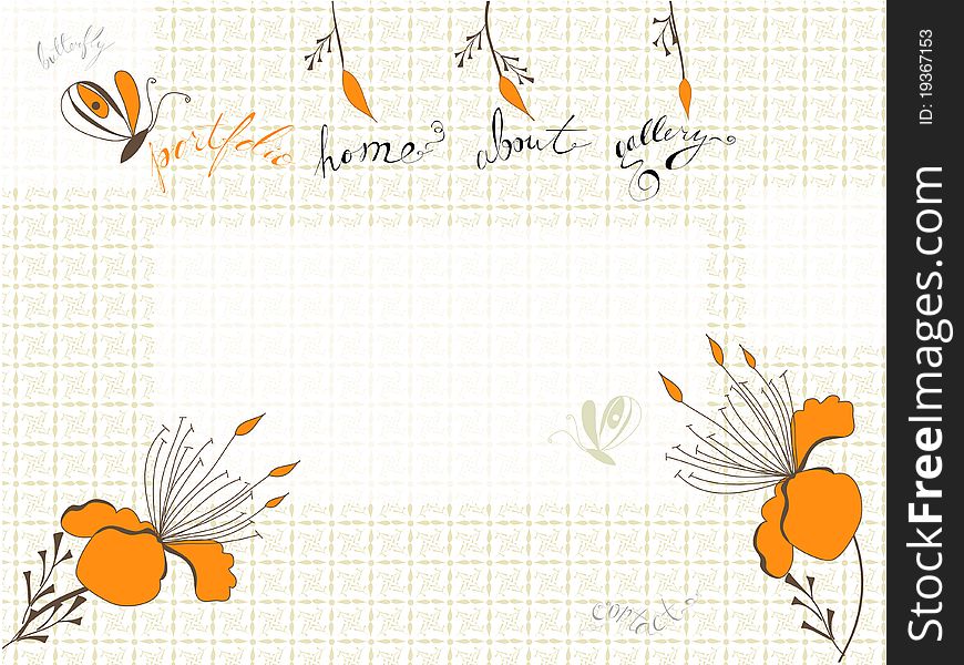 Template for web design with flowers