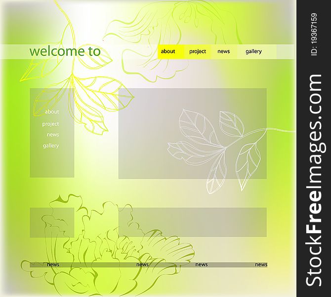Website design template with gree background