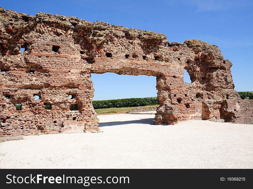 Part of the ruins of Wroxeter Roman Baths near Shrewsbury in Shropshire England.