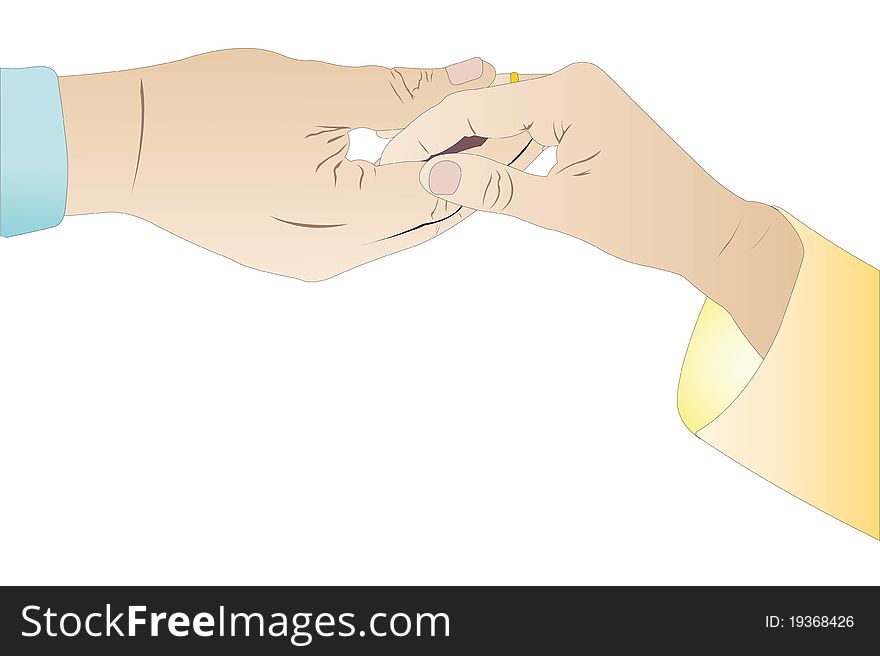 Illustration of man's and woman's hands