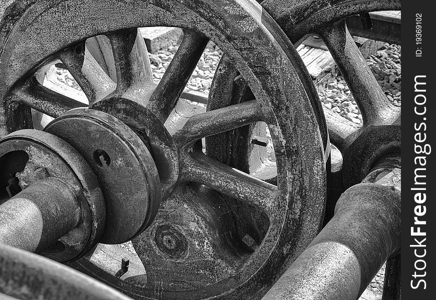 Steel Wheels from a selection of Railroad Trains. Steel Wheels from a selection of Railroad Trains