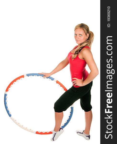 Young Woman holding hula hoop