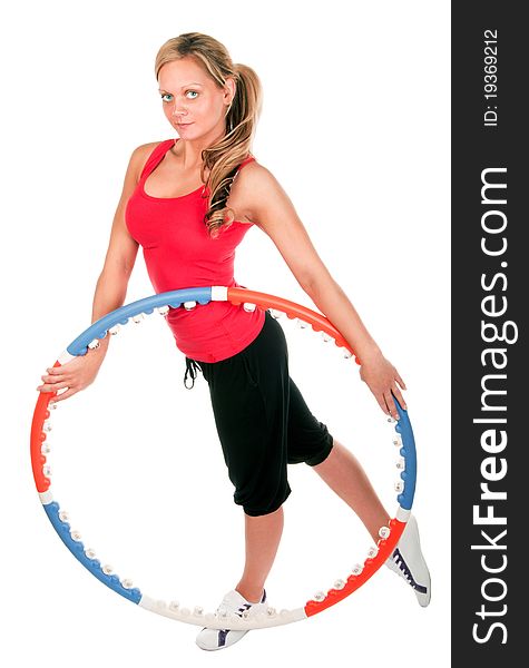 Woman holding hula hoop