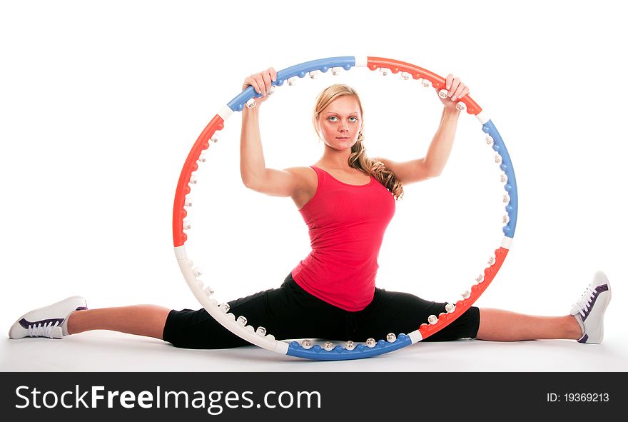 Woman holding hula hoop