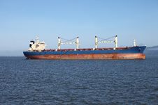 Cargo Ship Anchored In Astoria Oregon. Stock Photo Cargo Ship Anchored In Astoria Oregon. Stock Photo