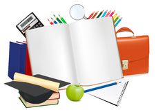 Back To School. Notepad With School Supplies. Stock Images