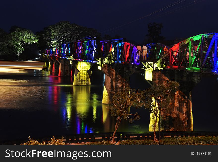 River Kwai Bridge at twilight