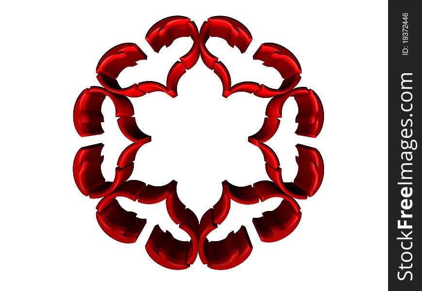 Design element to crop - abstract flower from heart shapes - 3D. Design element to crop - abstract flower from heart shapes - 3D