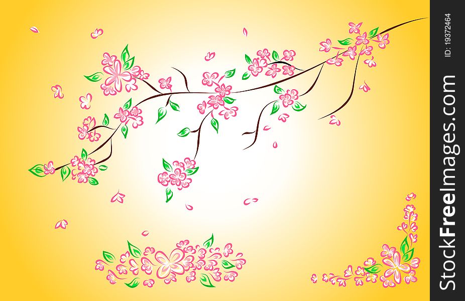 Spring flower branch with pink flowers. Spring flower branch with pink flowers