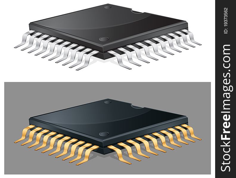 Illustration of computer microchip isolated, integrated circuit, . Illustration of computer microchip isolated, integrated circuit,