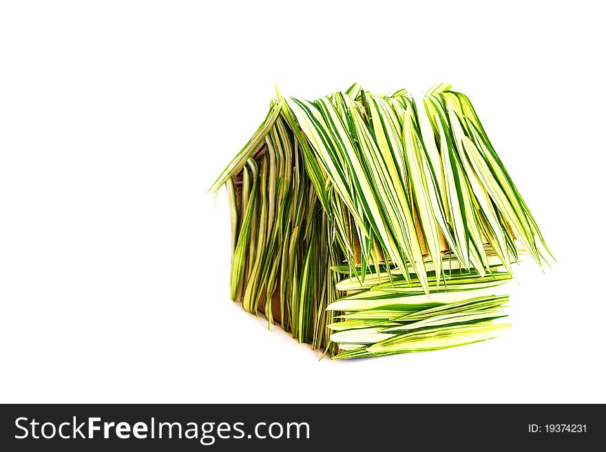 House created from bamboo leaves and cardboard. House created from bamboo leaves and cardboard