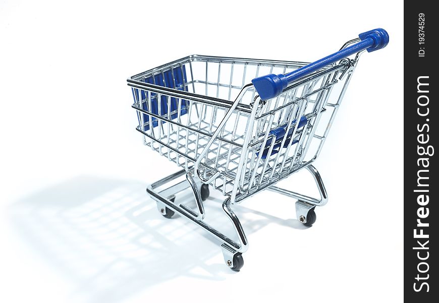 Isolated shopping trolley on white