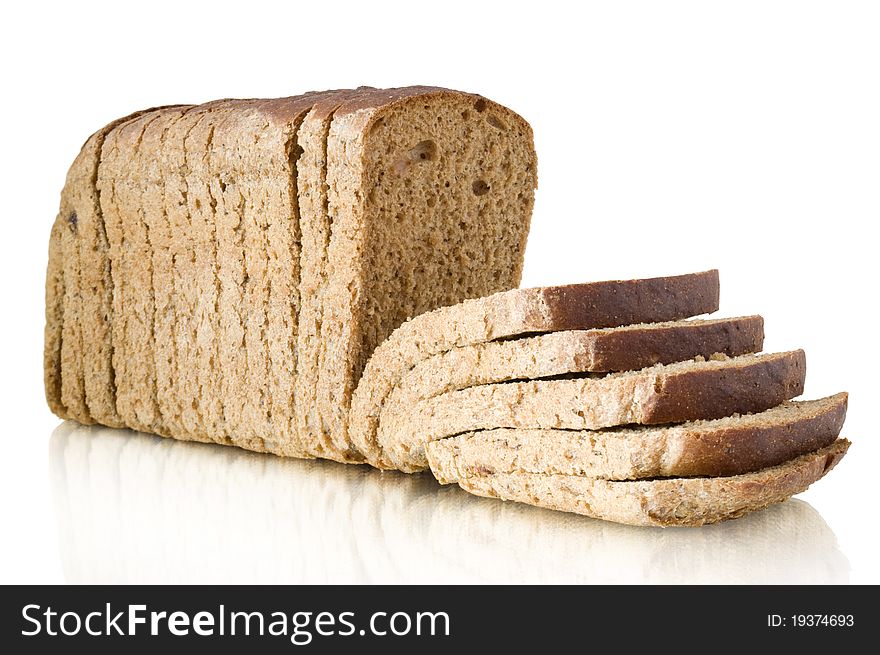 Bread with reflection isolated on white