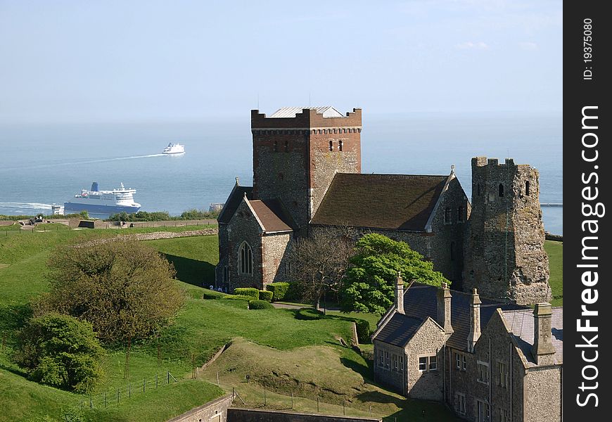 St Mary in the Castle and Roman Pharos, dover Castle England. St Mary in the Castle and Roman Pharos, dover Castle England