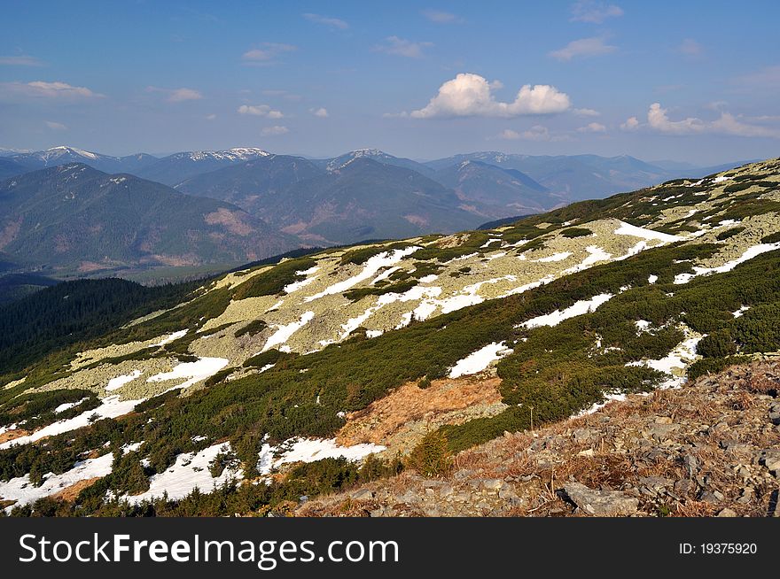 Spring Gorgany ridges in Carpathian Mountains. Spring Gorgany ridges in Carpathian Mountains