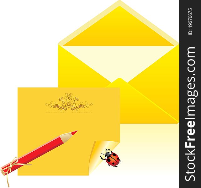 Letter and open envelope. Illustration