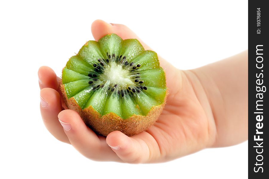 Child Holds Kiwi In Hand