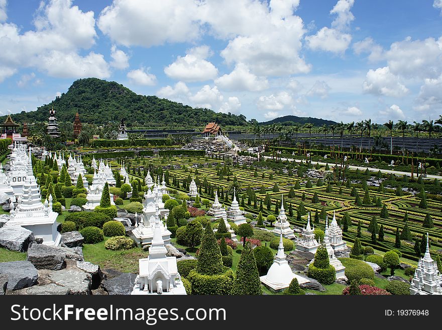 French Garden With White Pagoda