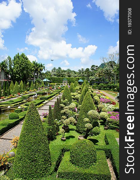 English garden in Ning Nuch park, Chonburi, Thailand