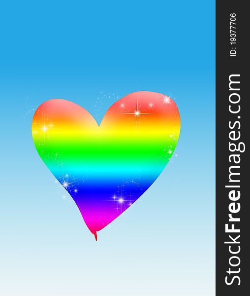 Rainbow heart on blue background. Rainbow heart on blue background