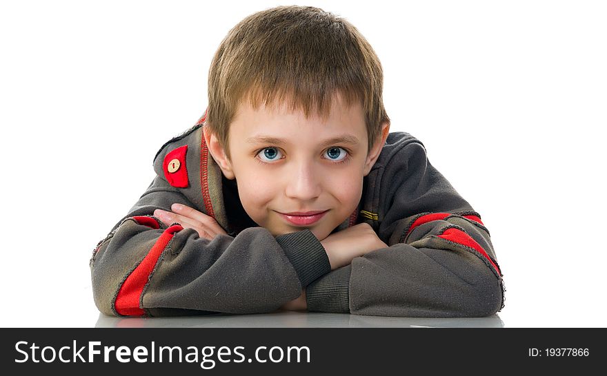 Little boy isolated on a white background