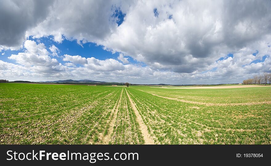 Rural view with dramatic sky