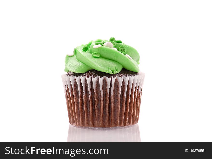 Green Frosted Chocolate Cupcake