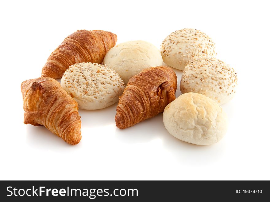 Different sorts of bread isolated over white background