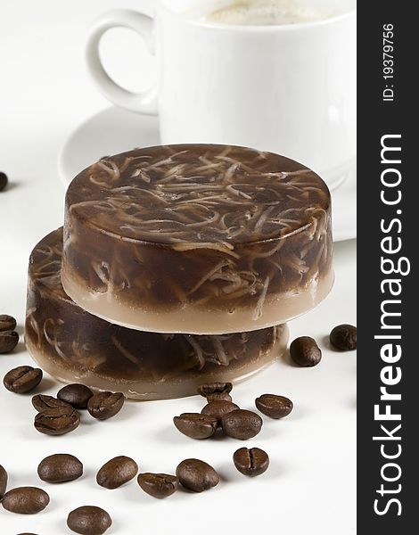 Natural handmade coffee soap. Сappuccino.