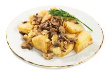 Boiled Potatoes With Mushrooms Isolated Stock Photo Boiled Potatoes With Mushrooms Isolated Stock Photo